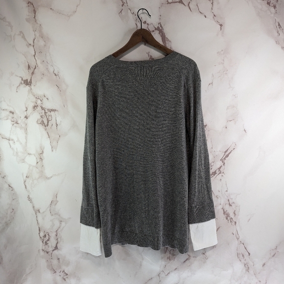 J Crew Sweater Womens Medium Gray Wool V Neck Oversized Slouchy Academia Preppy - Picture 5 of 13